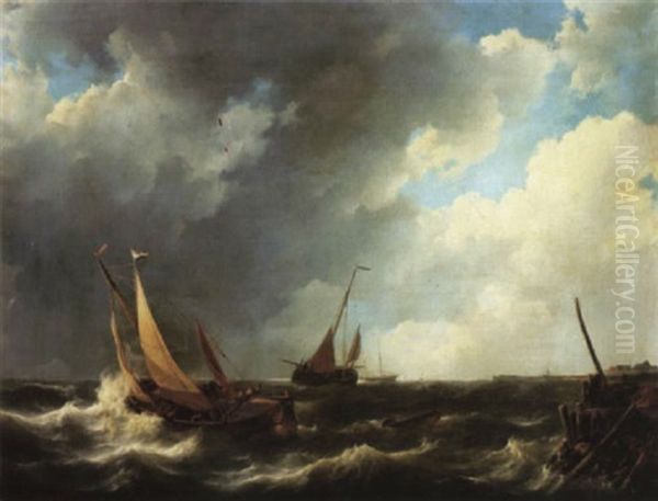 Marine Oil Painting by Johannes Christiaan Schotel