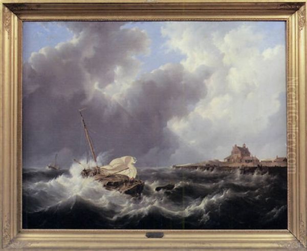 Sturmische See Oil Painting by Johannes Christiaan Schotel