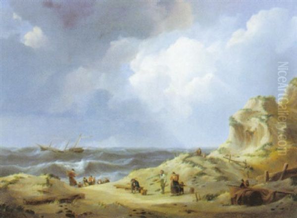 Storm En Schipbreuk Oil Painting by Johannes Christiaan Schotel