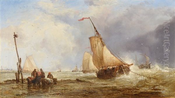 Marina. Escena De Pescadores Oil Painting by Petrus Jan (Johannes) Schotel