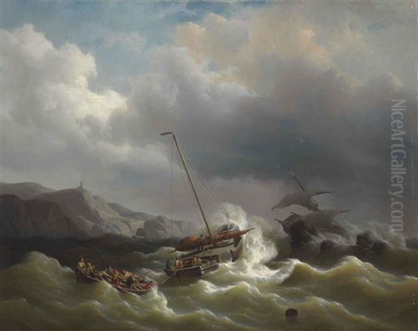 The Rescue Party Oil Painting by Petrus Jan (Johannes) Schotel