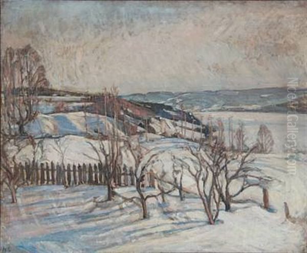 Skraenter Ved Mjosen Oil Painting by Karl Holger Jacob Schou