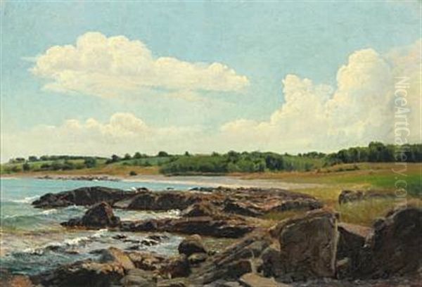 Coastal Scene Oil Painting by Peter Johan Schou