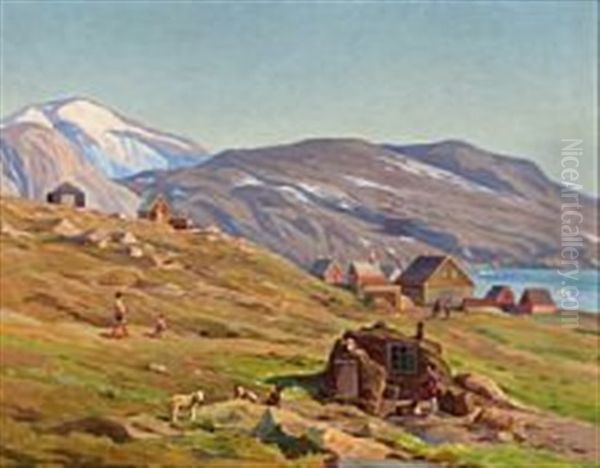 View From Upernavik, Greenland Oil Painting by Sigurd Soelver Schou