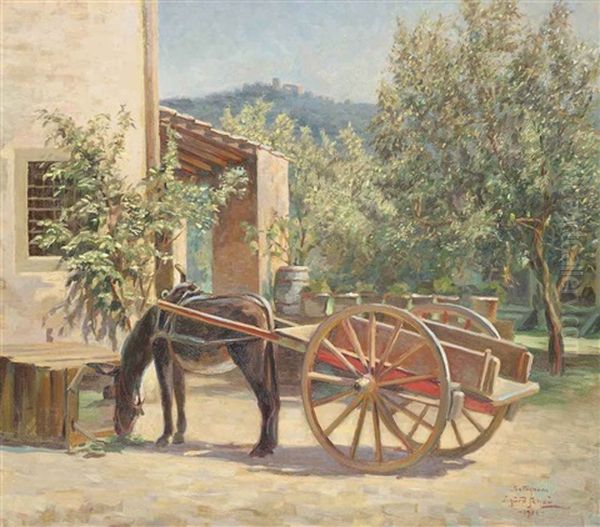 A Donkey At A Villa In Settignano, Italy Oil Painting by Sigurd Soelver Schou