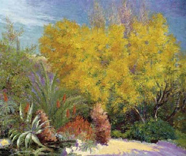 A Garden In Summer Oil Painting by Pablo (Poul) Schouboe