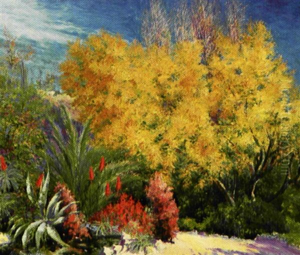 Nar Mimoserne Blomstre Oil Painting by Pablo (Poul) Schouboe