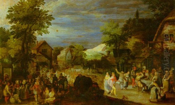 A Village Kermesse Oil Painting by Pieter Schoubroeck