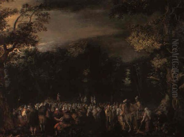 Die Predigt Johannes Des Taufers Oil Painting by Pieter Schoubroeck