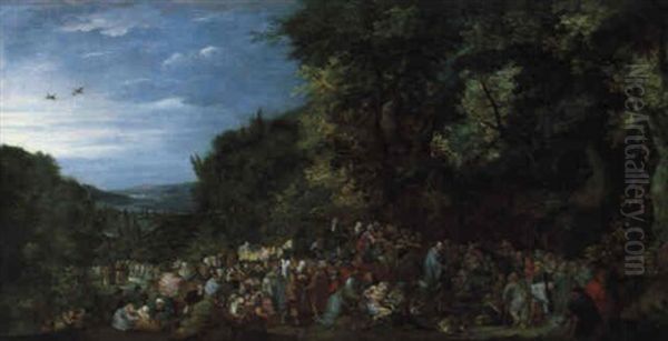 Christus Wunder Wirkend In Einer Waldlandschaft Oil Painting by Pieter Schoubroeck