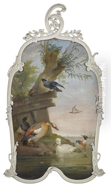 Ducks And Other Birds By A Water Bank Oil Painting by Aert Schouman