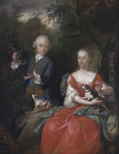 Portrait Of Ocker Gevaerts (1735-1807), Lord Of Geervliet, Simonshaven And Biest, And His Sister Johanna Gevaerts (1733-1779), Son And Daughter... Oil Painting by Aert Schouman