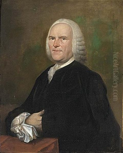 A Portrait Of Christiaan Aansorgh, Aged 58, Wearing A Black Costume With White Lace Collar And Sleeves Oil Painting by Aert Schouman