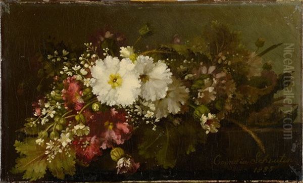 Gerbe De Fleurs Sur Un Entablement Oil Painting by Cornelia Schouten