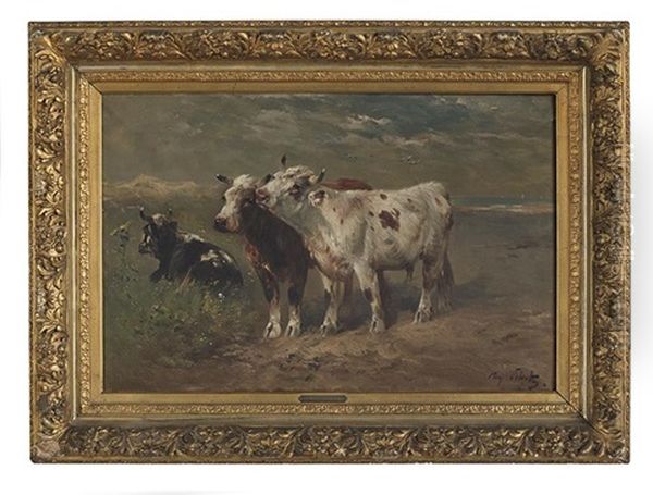 Cattle In A Field By The Beach Oil Painting by Henry Schouten