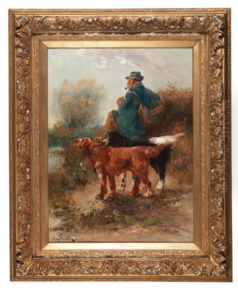 Walker With Dogs Oil Painting by Henry Schouten