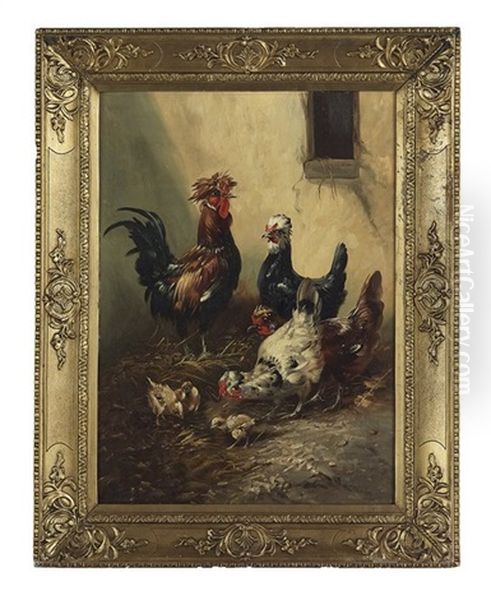 Poultry In The Barn Oil Painting by Henry Schouten