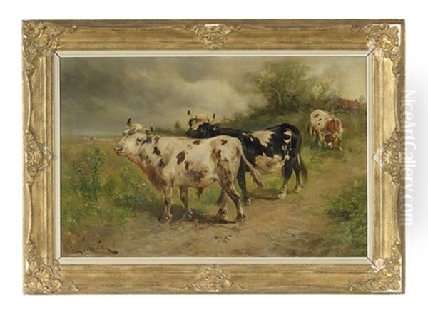 Cattle In The Field Oil Painting by Henry Schouten