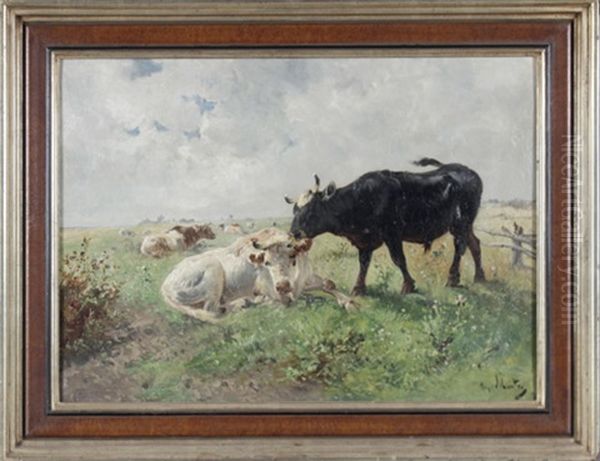 Kuhe Auf Der Weide Oil Painting by Henry Schouten