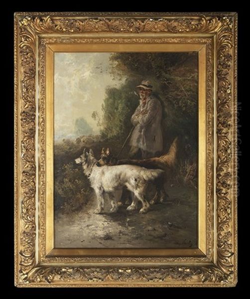 Shepherd With Two Dogs Oil Painting by Henry Schouten