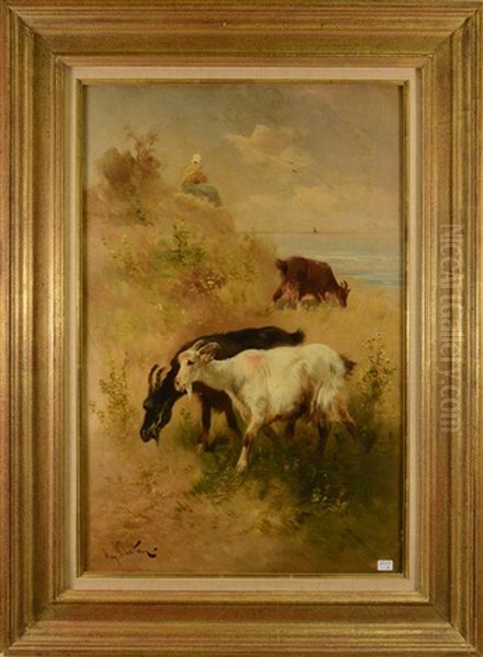 Chevres Dans Dunes Oil Painting by Henry Schouten