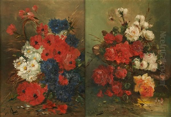 Compositions Florales Printanieres (2 Works) Oil Painting by Henry Schouten