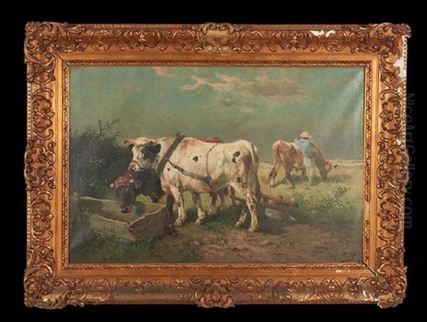 Cattle In The Field Oil Painting by Henry Schouten