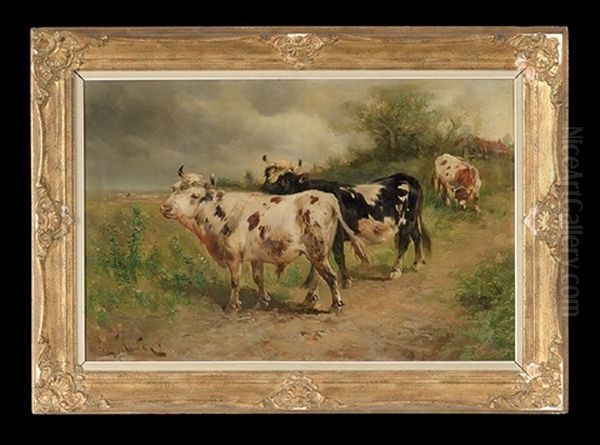 Cattle In The Field Oil Painting by Henry Schouten