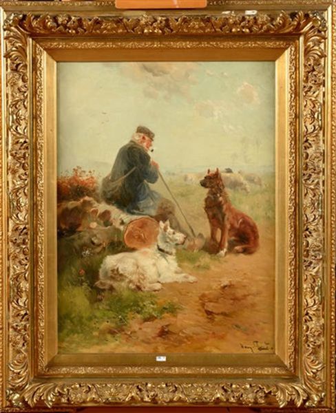 Berger, Son Troupeau Et Ses Chiens Oil Painting by Henry Schouten