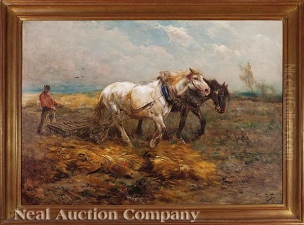 Plowing The Fields Oil Painting by Henry Schouten