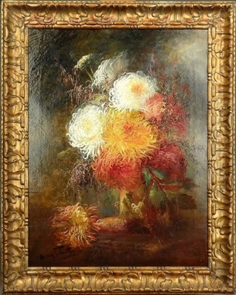 Les Chrysanthemes Oil Painting by Henry Schouten