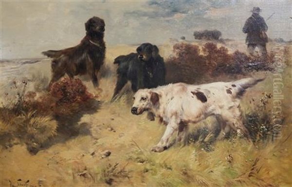 Setters In The Field Oil Painting by Henry Schouten