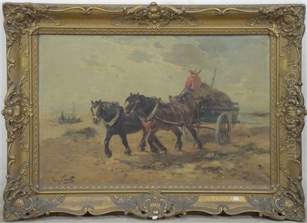 Scene De Paysage Avec Chevaux Oil Painting by Henry Schouten