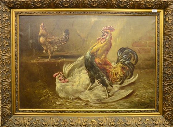 Poules Oil Painting by Henry Schouten