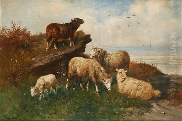 Moutons En Bord De Mer Oil Painting by Henry Schouten