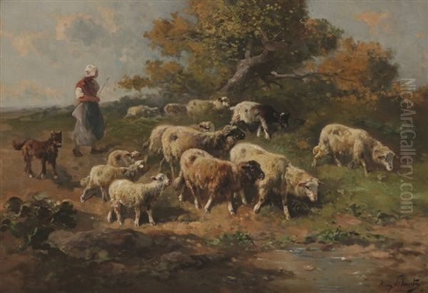 Bergere Aux Moutons Oil Painting by Henry Schouten