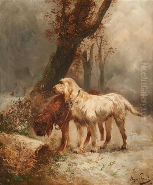 Chiens De Chasse Sous Les Saules Oil Painting by Henry Schouten