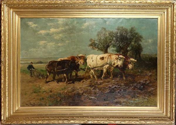 Boeufs Tirant Une Charrue Oil Painting by Henry Schouten