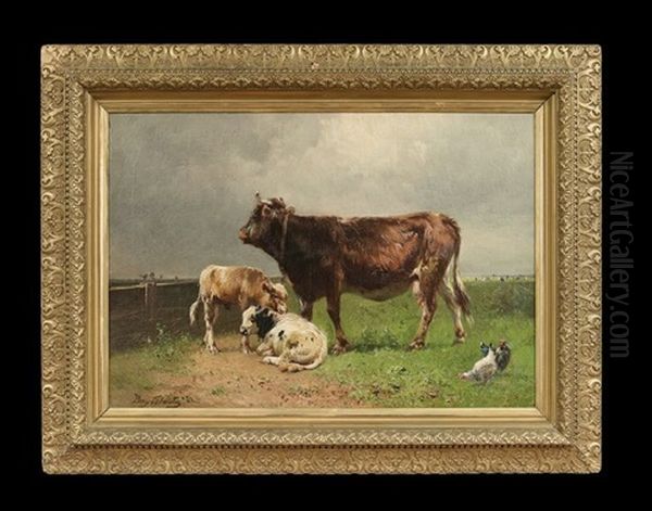 Cattle In A Field Oil Painting by Henry Schouten