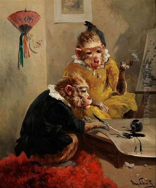 Humoristische Affenszene Oil Painting by Henry Schouten