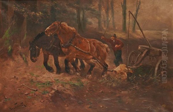 Debardage En Foret Oil Painting by Henry Schouten