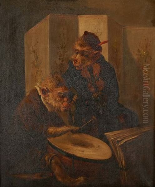 Les Singes Musiciens Oil Painting by Henry Schouten