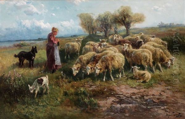 Bergere Aux Moutons Oil Painting by Henry Schouten