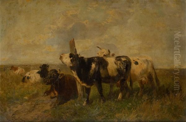 Vaches Dans Un Pre Oil Painting by Henry Schouten