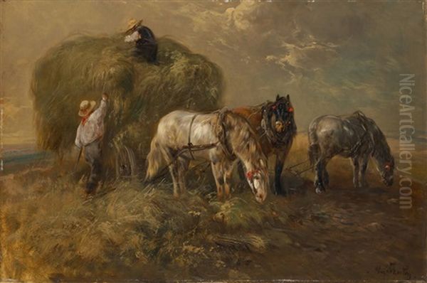 La Rentree Des Foins Avant L'orage Oil Painting by Henry Schouten