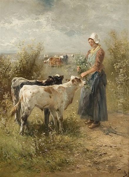 Bei Den Kalbern Oil Painting by Henry Schouten