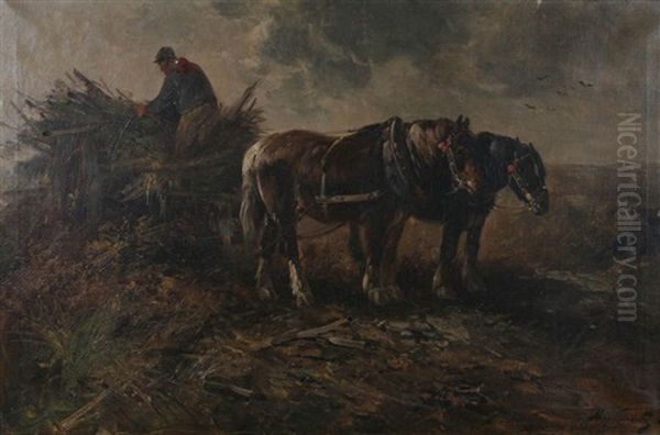 Vue De La Fagne Animee D'une Ramasseuse De Bois by Henry Schouten