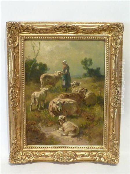 Bergere Et Ses Moutons Oil Painting by Henry Schouten