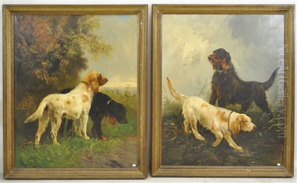 Chiens (pair) Oil Painting by Henry Schouten