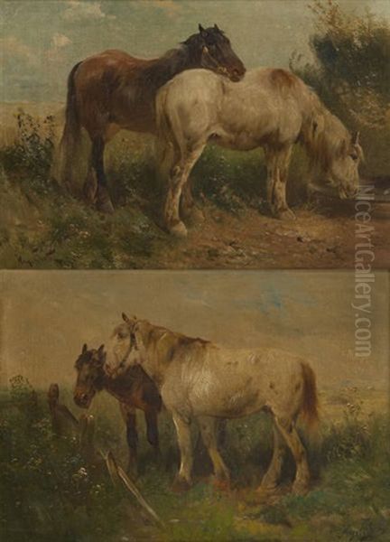 Chevaux (+ Another; 2 Works) Oil Painting by Henry Schouten